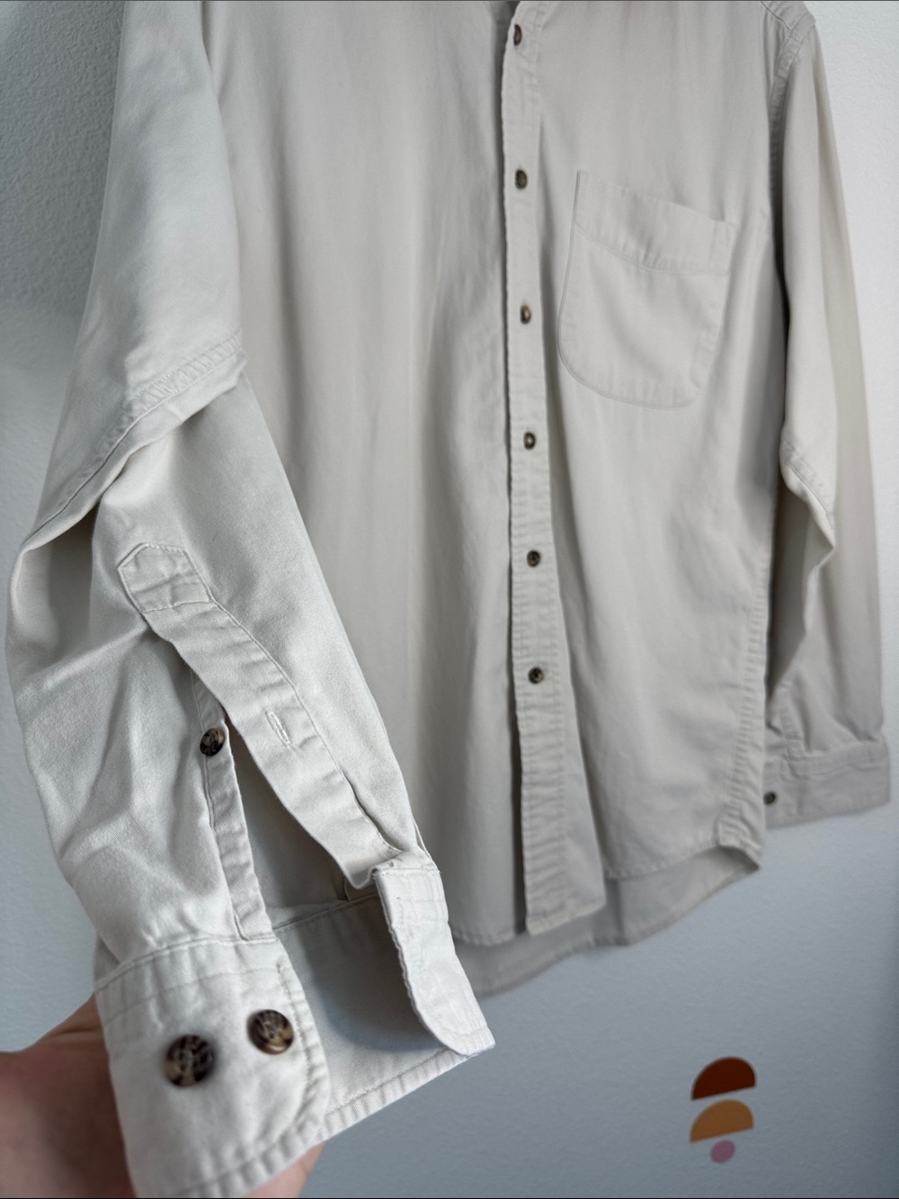 John Ashford Men’s Beige 100% Cotton Button Down Shirt Size Small Casual N0206 - Picture 3 of 6